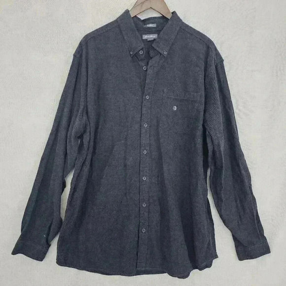 Eddie Bauer Flannel Button down Long sleeve Men's Shirt TXL Black 279P - Picture 1 of 7